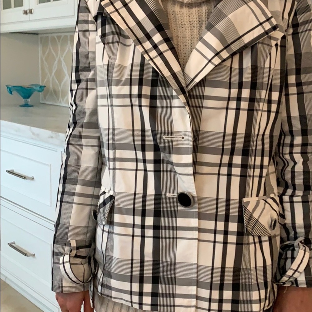 Insight rain double breasted jacket black plaid